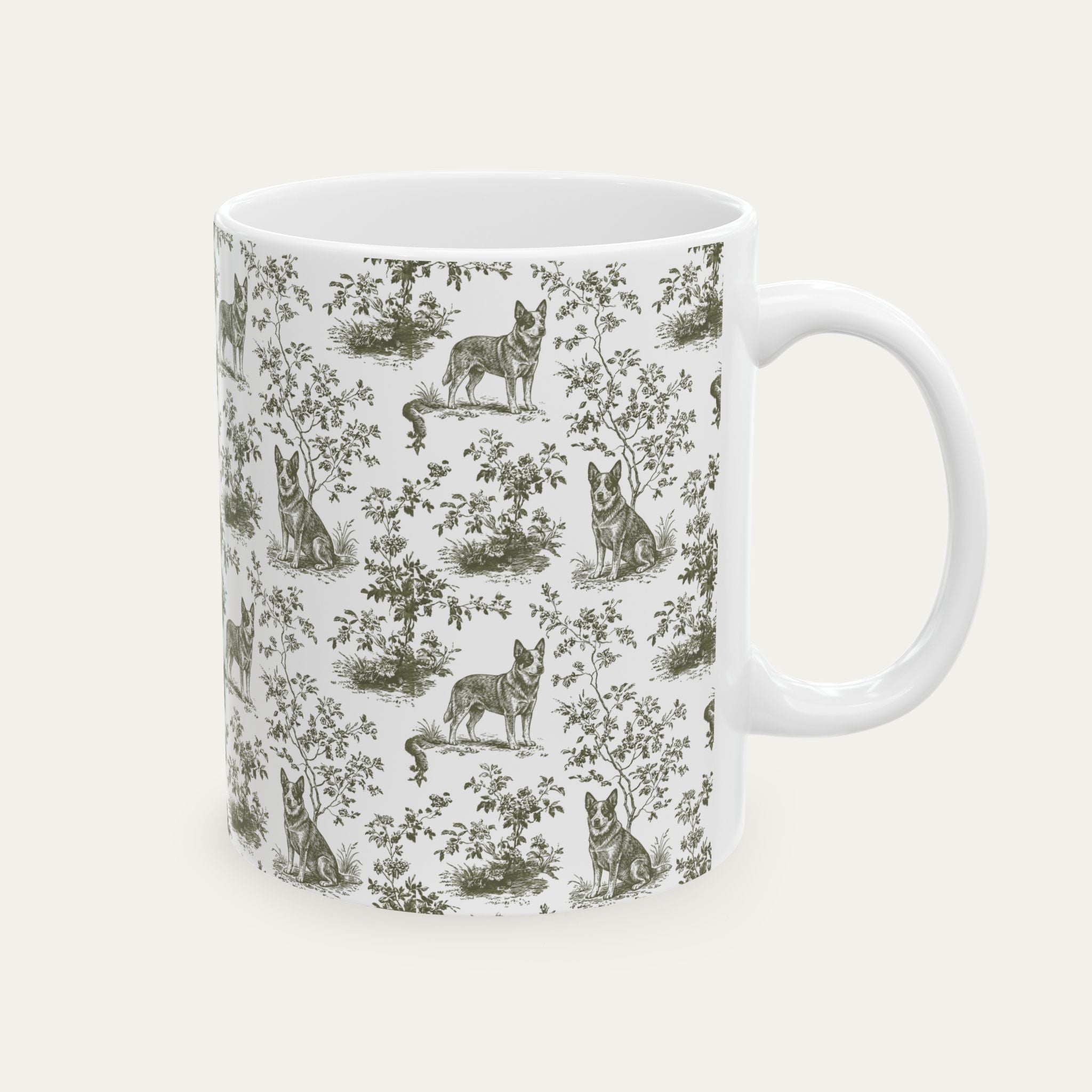 Australian Cattle Dog Sage Green Toile Mug