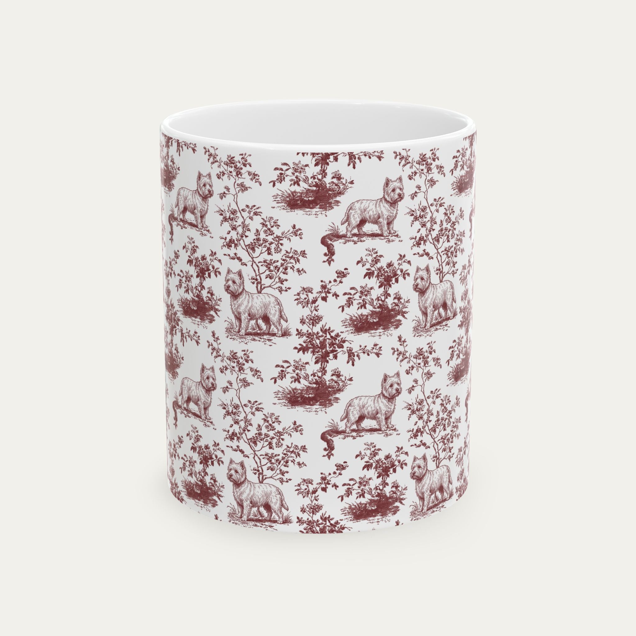 Westie Burgundy Toile Mug