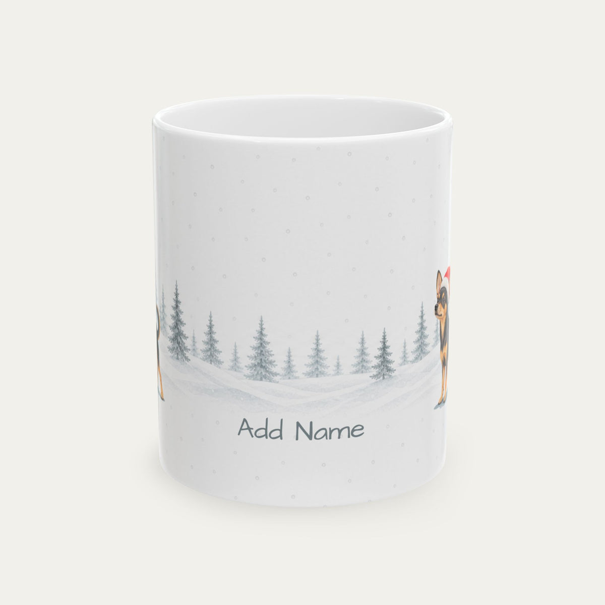Custom Chihuahua  Black and Tan Christmas Santa Hat Mug