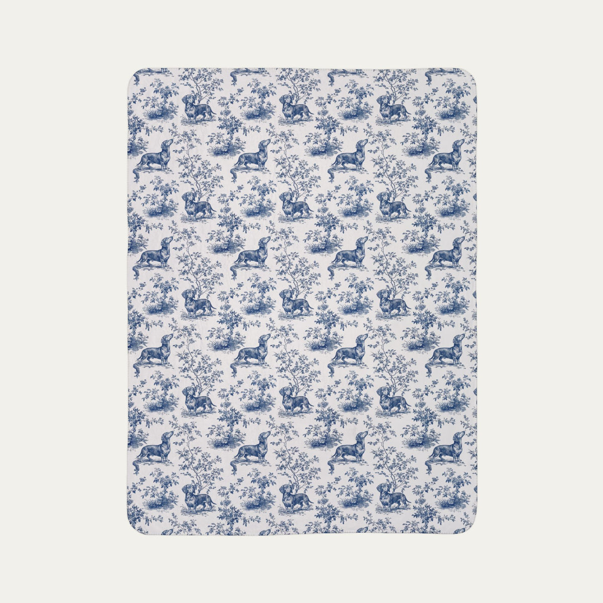 Duchshund Shorthaired  Toile De Jouy Fleece Blanket