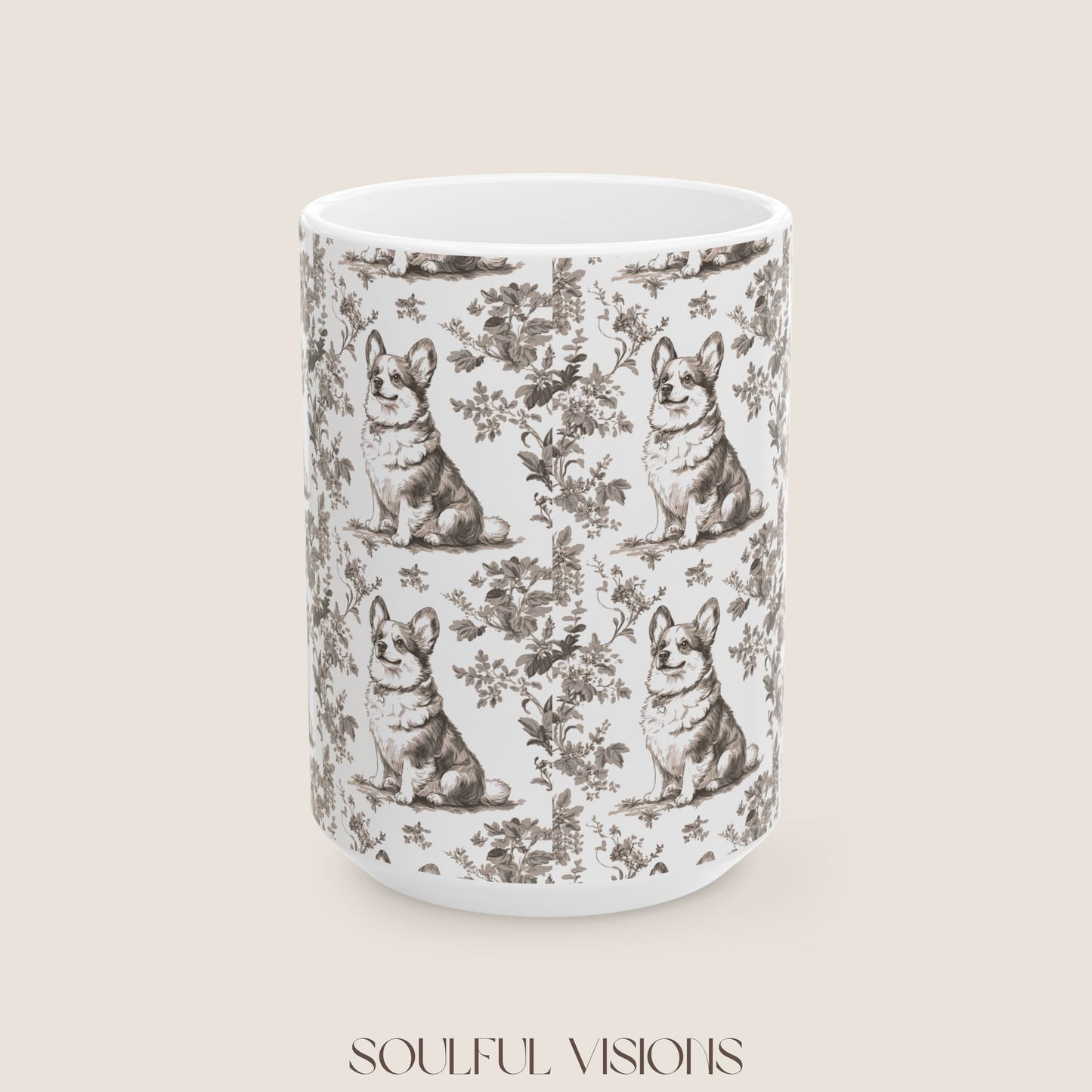 Corgi Toile De Jouy Mug