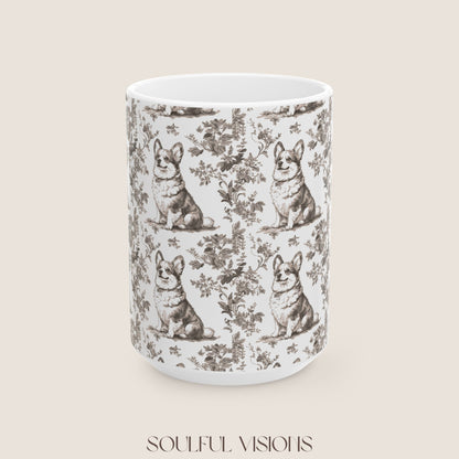Corgi Toile De Jouy Mug