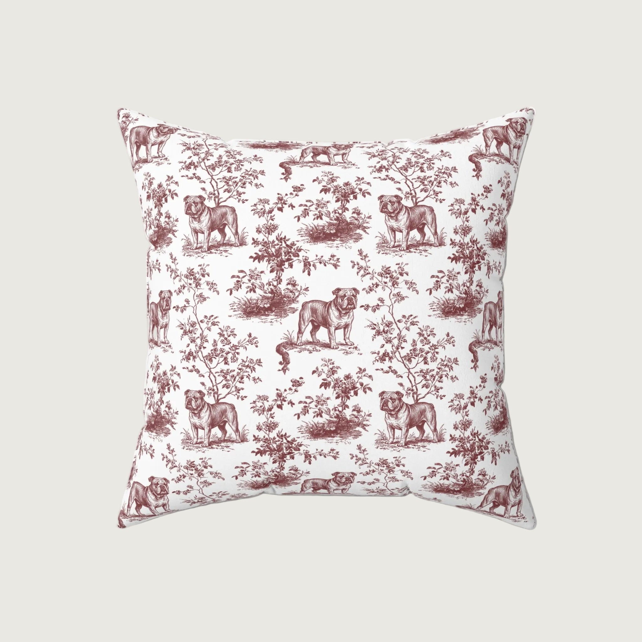 Dog Burgundy French Toile Pillow