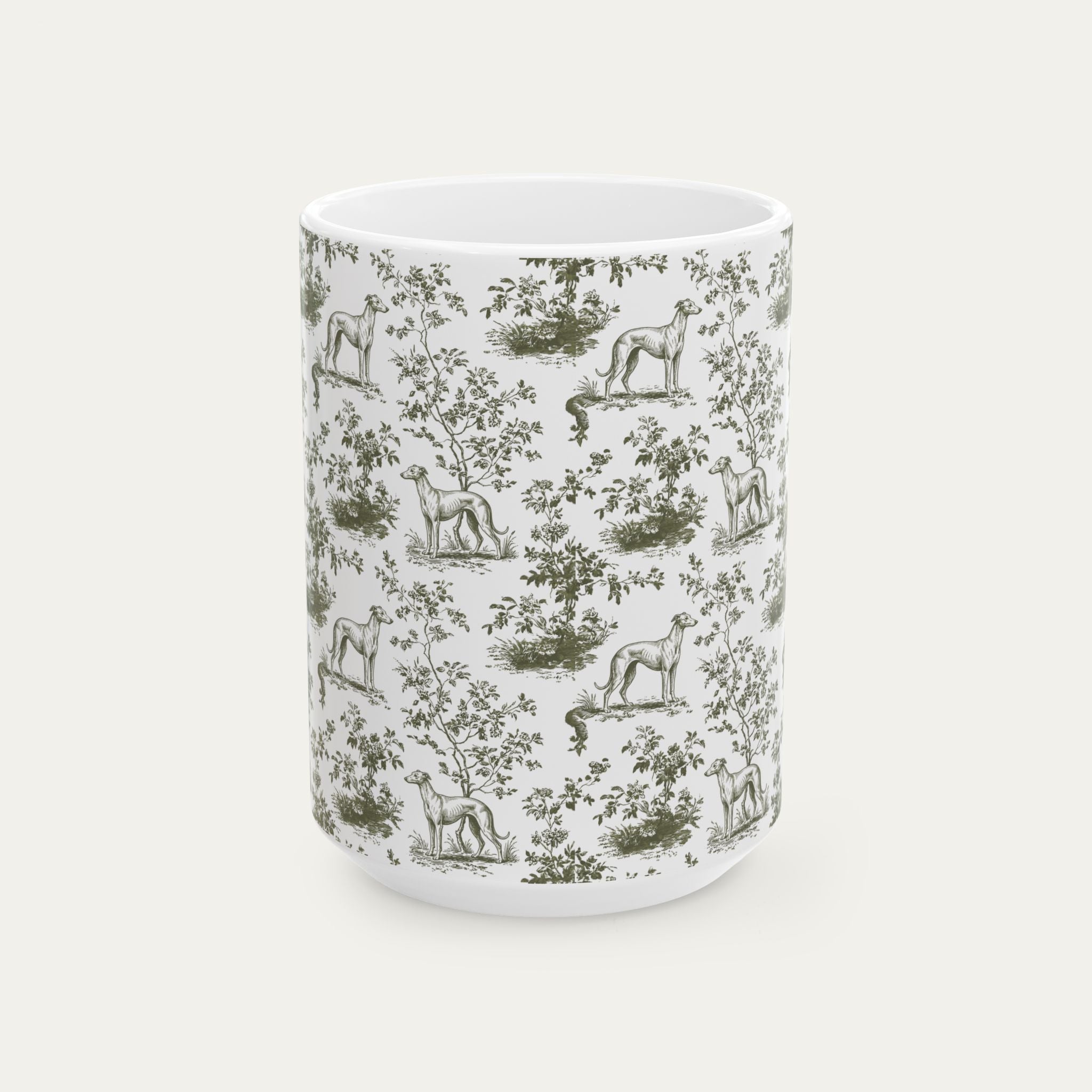 Whippet Sage Green Toile Mug