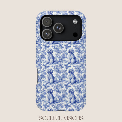 Poodle Toile De Jouy Magnetic Phone Case