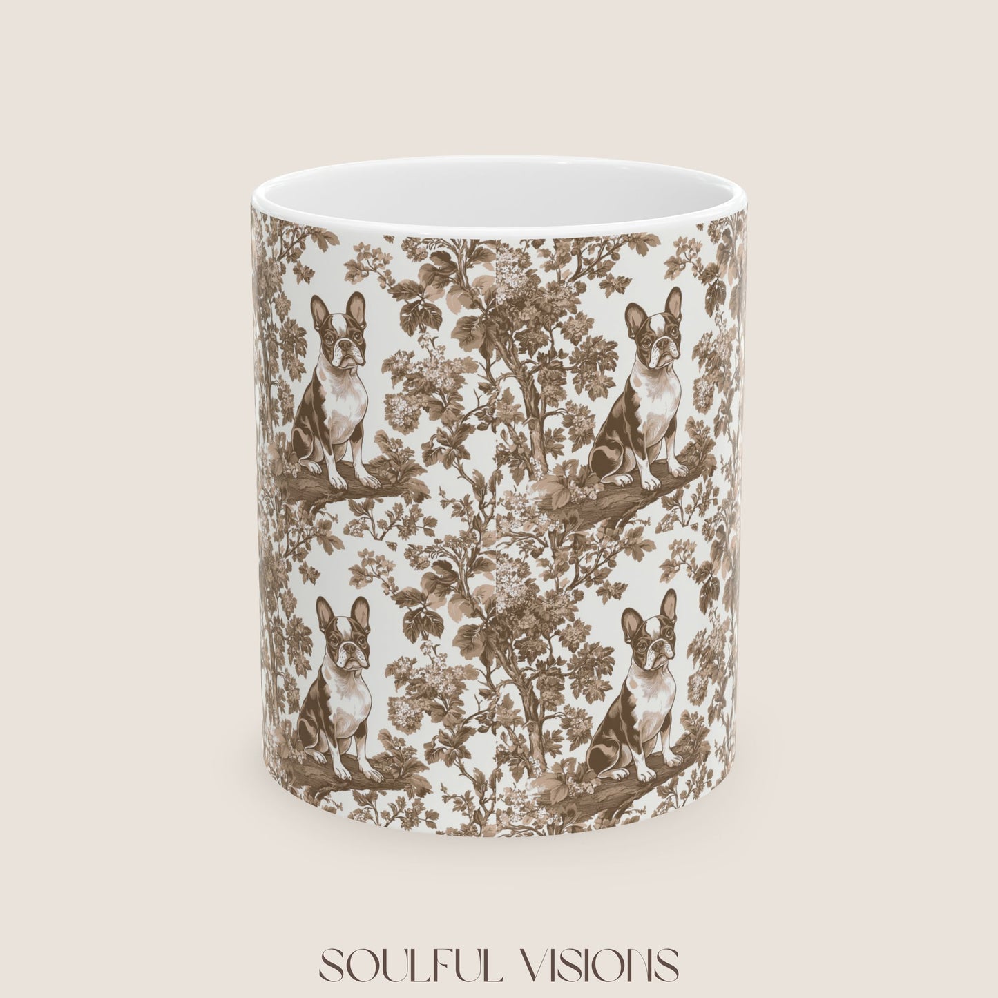 Boston Terrier Toile de Jouy Mug