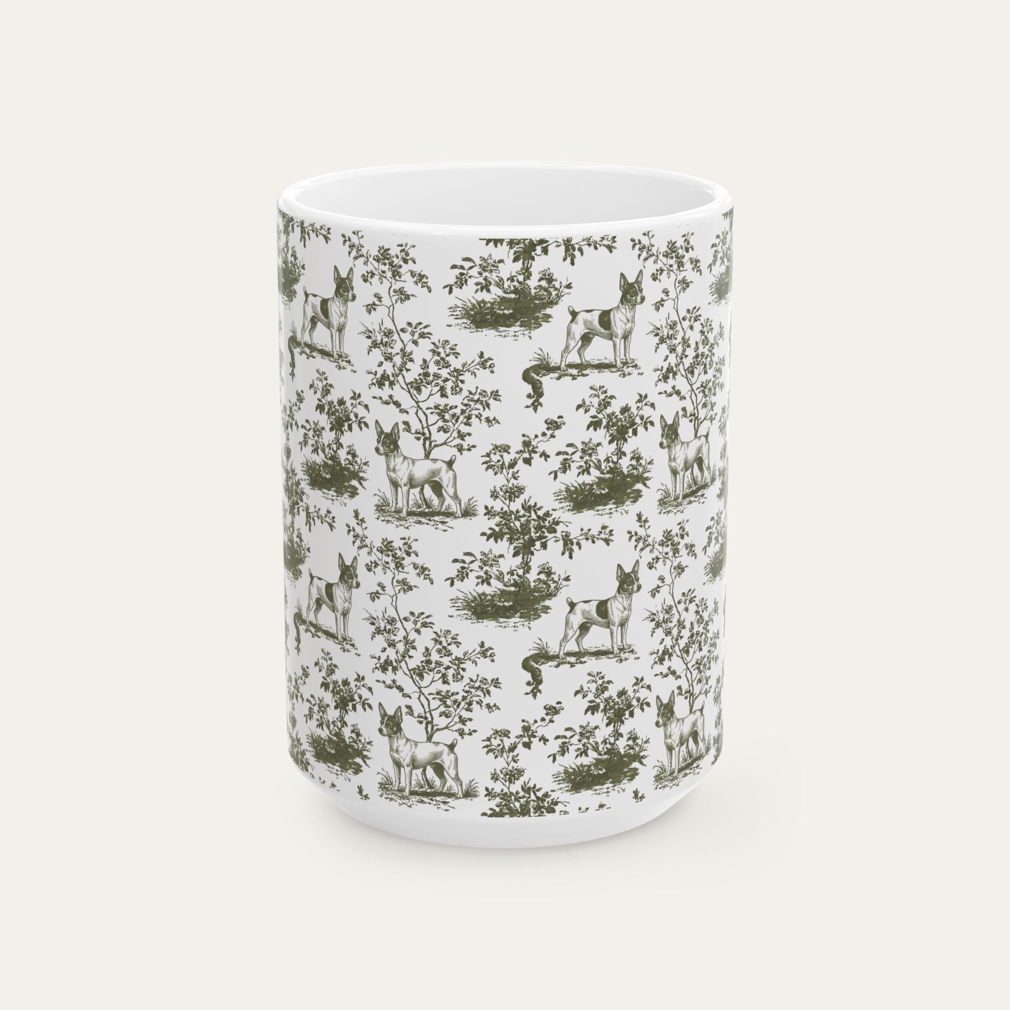 Toy Fox Terrier Sage Green Toile Mug