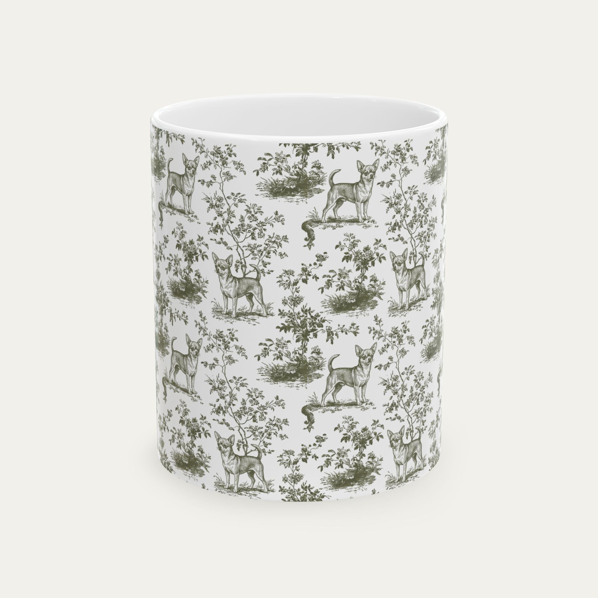 Chihuahua Shorthaired Sage Green Toile Mug