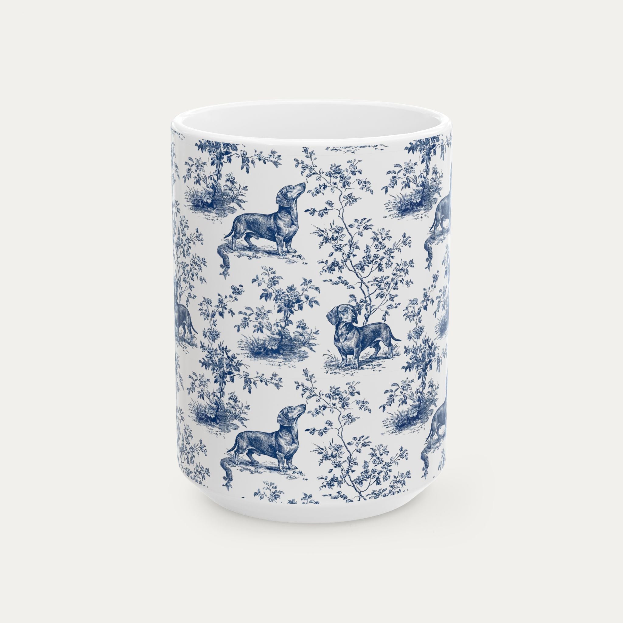 Dachshund Shorthaired Blue Toile Mug