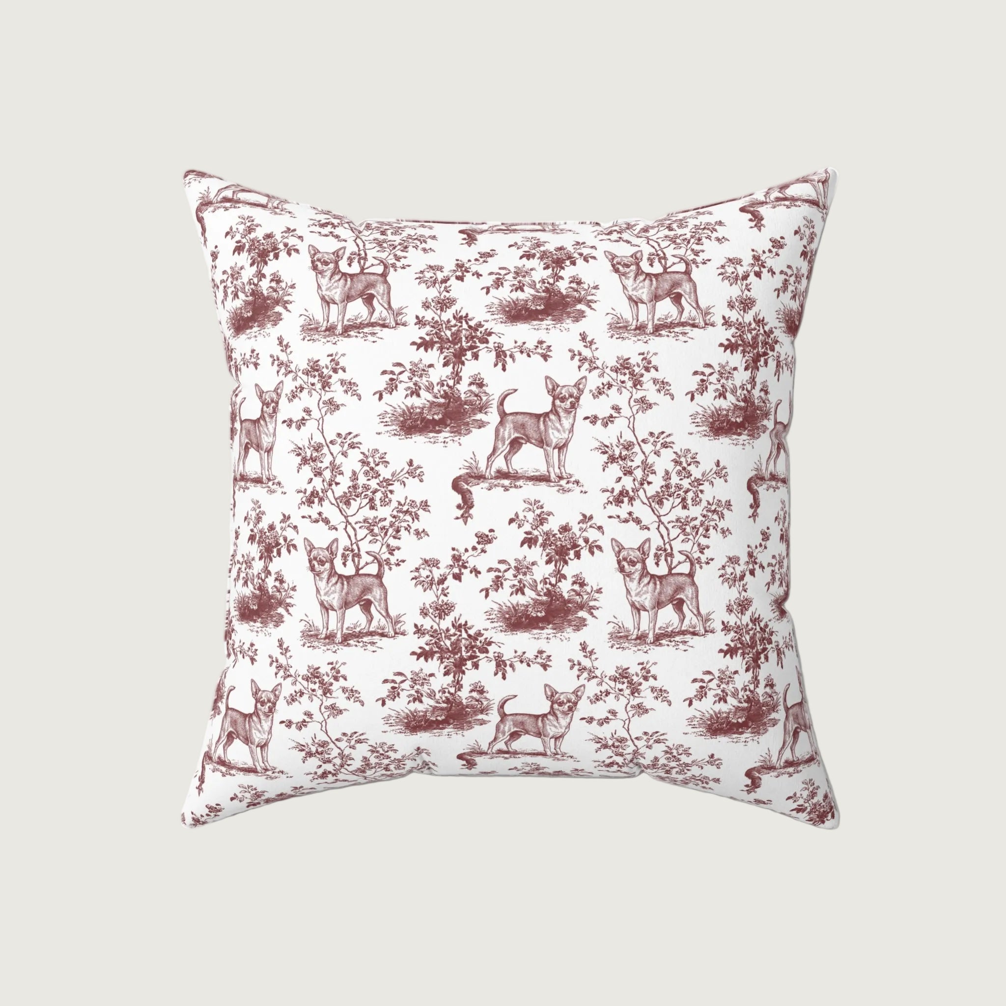 Dog Burgundy French Toile Pillow