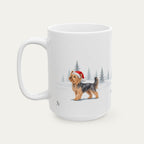 Custom Yorshire Terrier Steel Blue and Golden Tan Christmas Santa Hat Mug