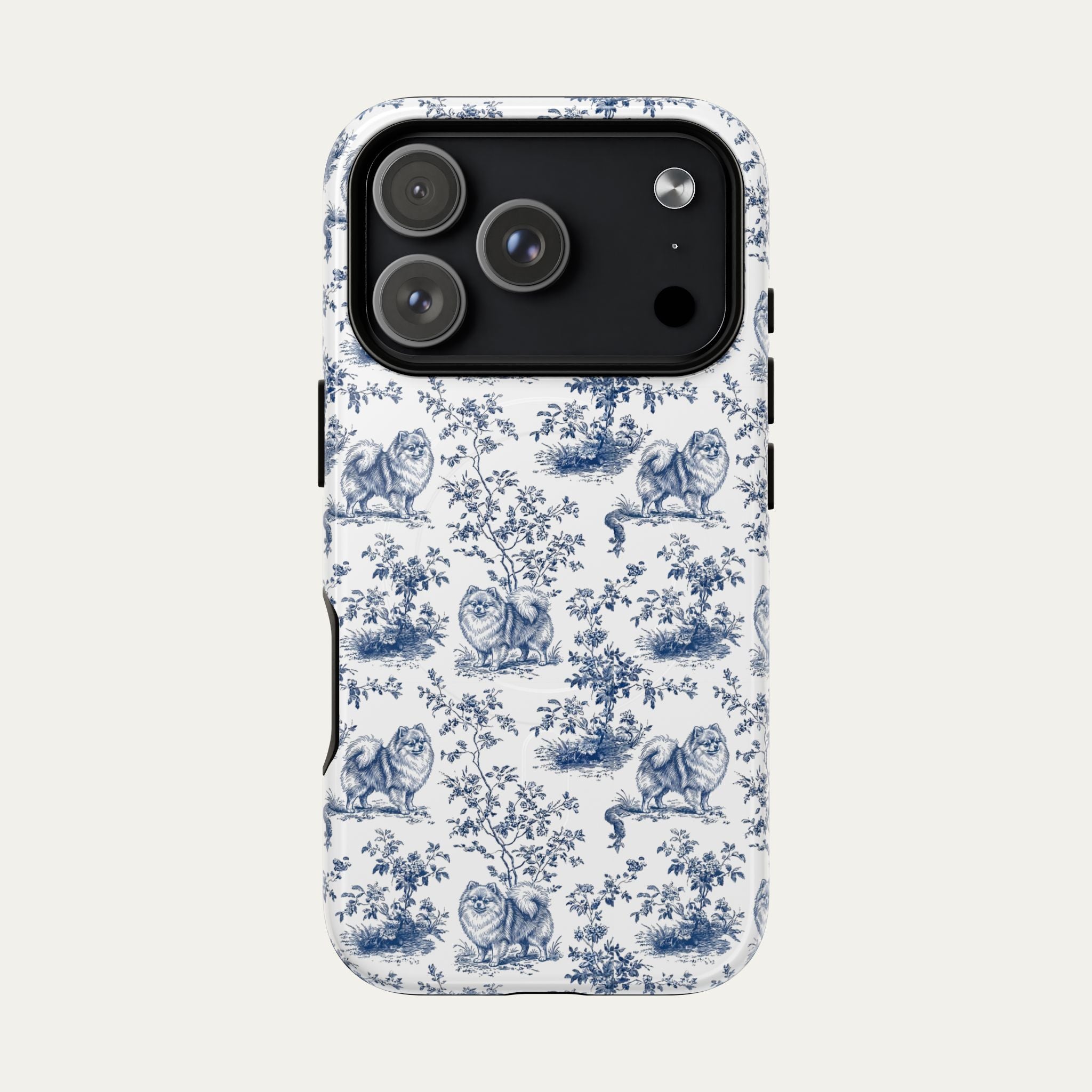 Pomeranian Blue Toile Phone case