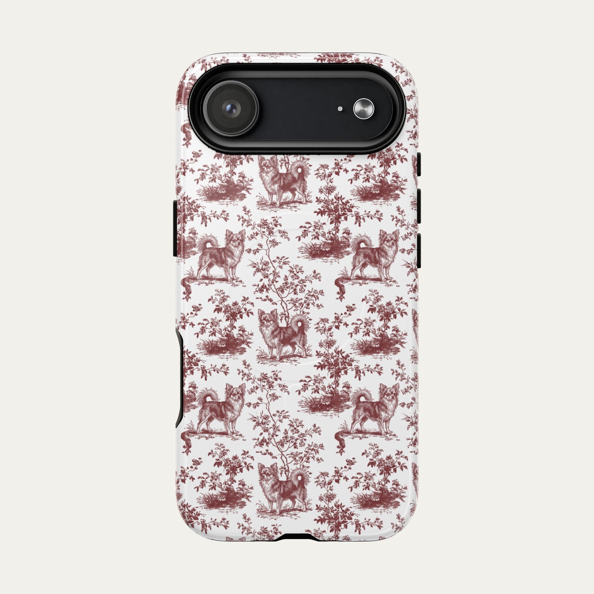 Chihuahua Longhaired Burgundy Toile phone Case