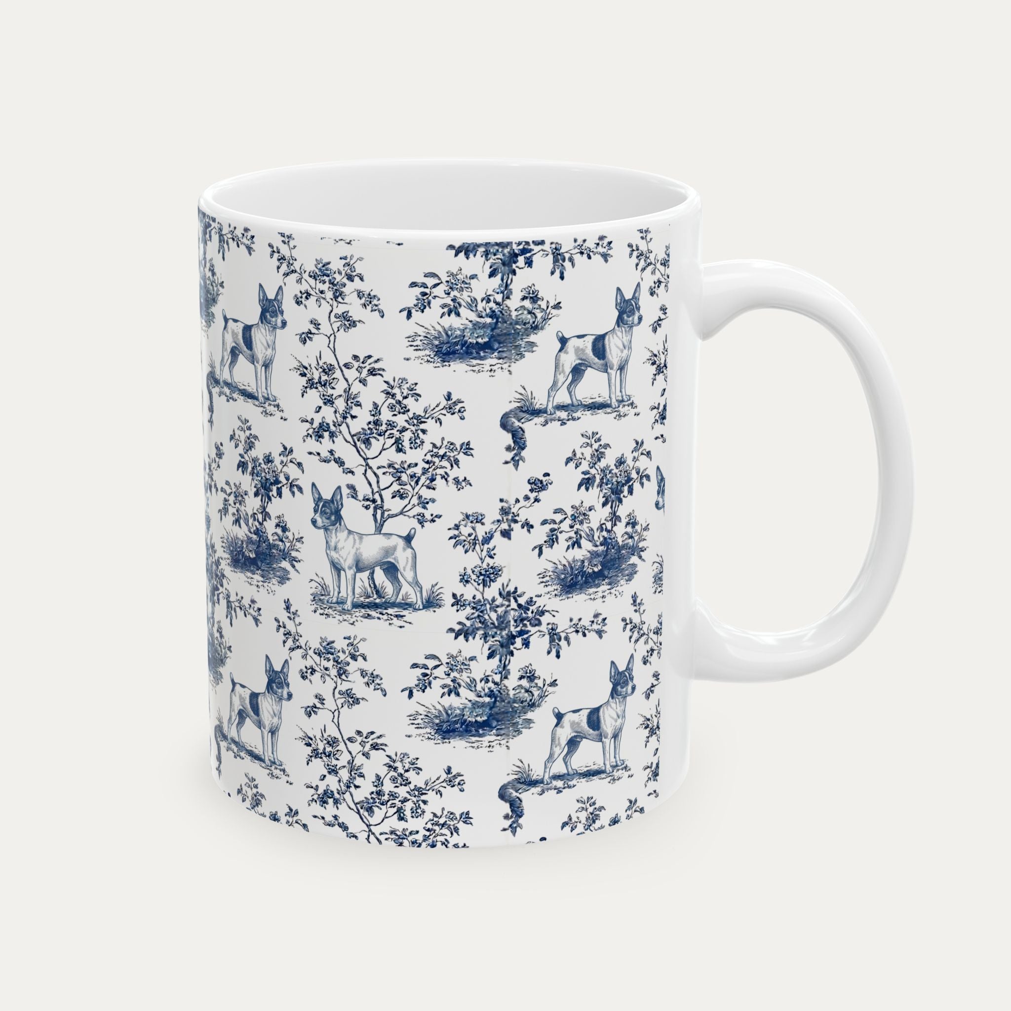 Toy Fox terrier Blue Toile Mug