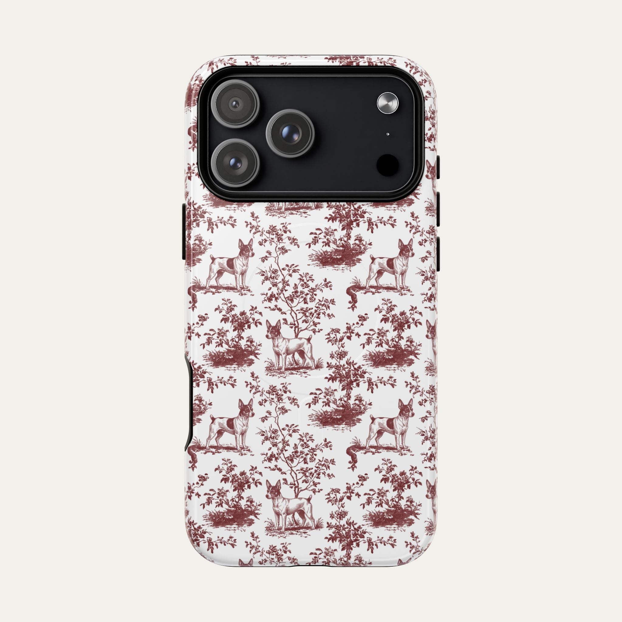 Toy Fox Terrier Burgundy Toile phone Case