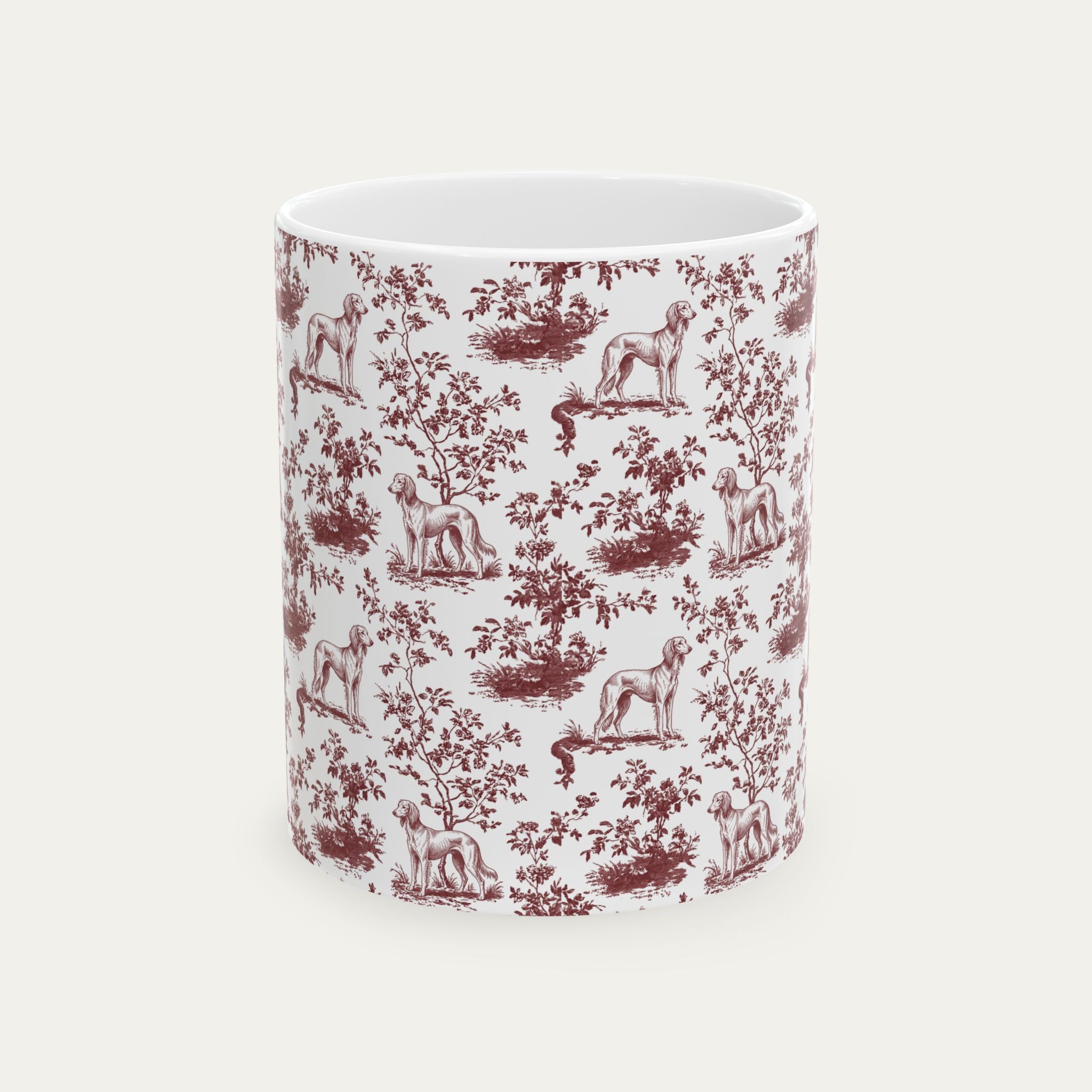 Saluki Burgundy Toile Mug