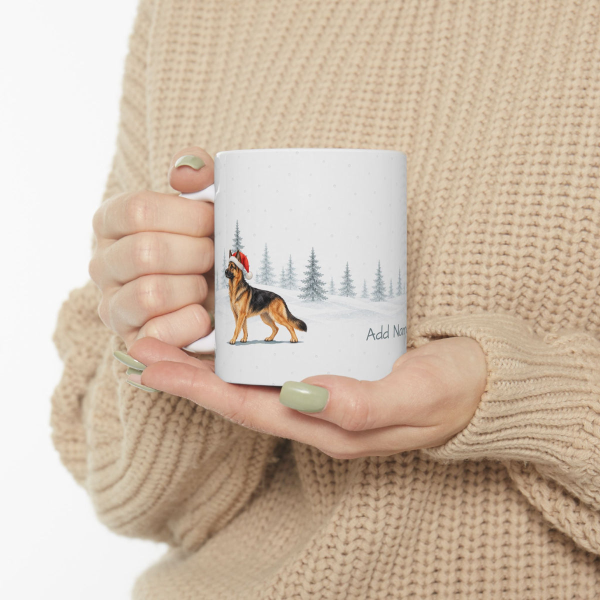 Custom German Shepherd Black and Tan  Christmas Santa Hat Mug