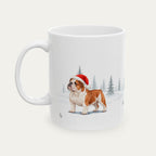 Custom English Bulldog Red and White Christmas Santa Hat Mug