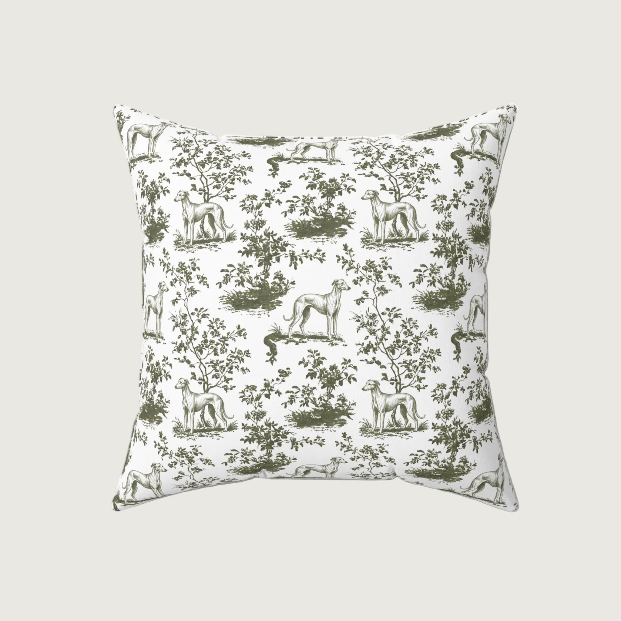 Dog Sage Green French Toile Pillow
