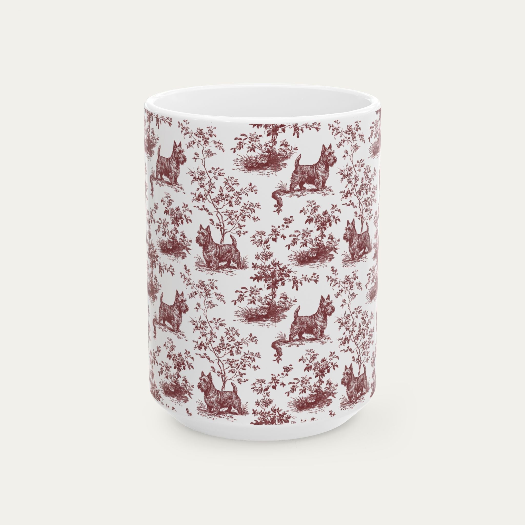 Scottish Terrier Burgundy Toile Mug
