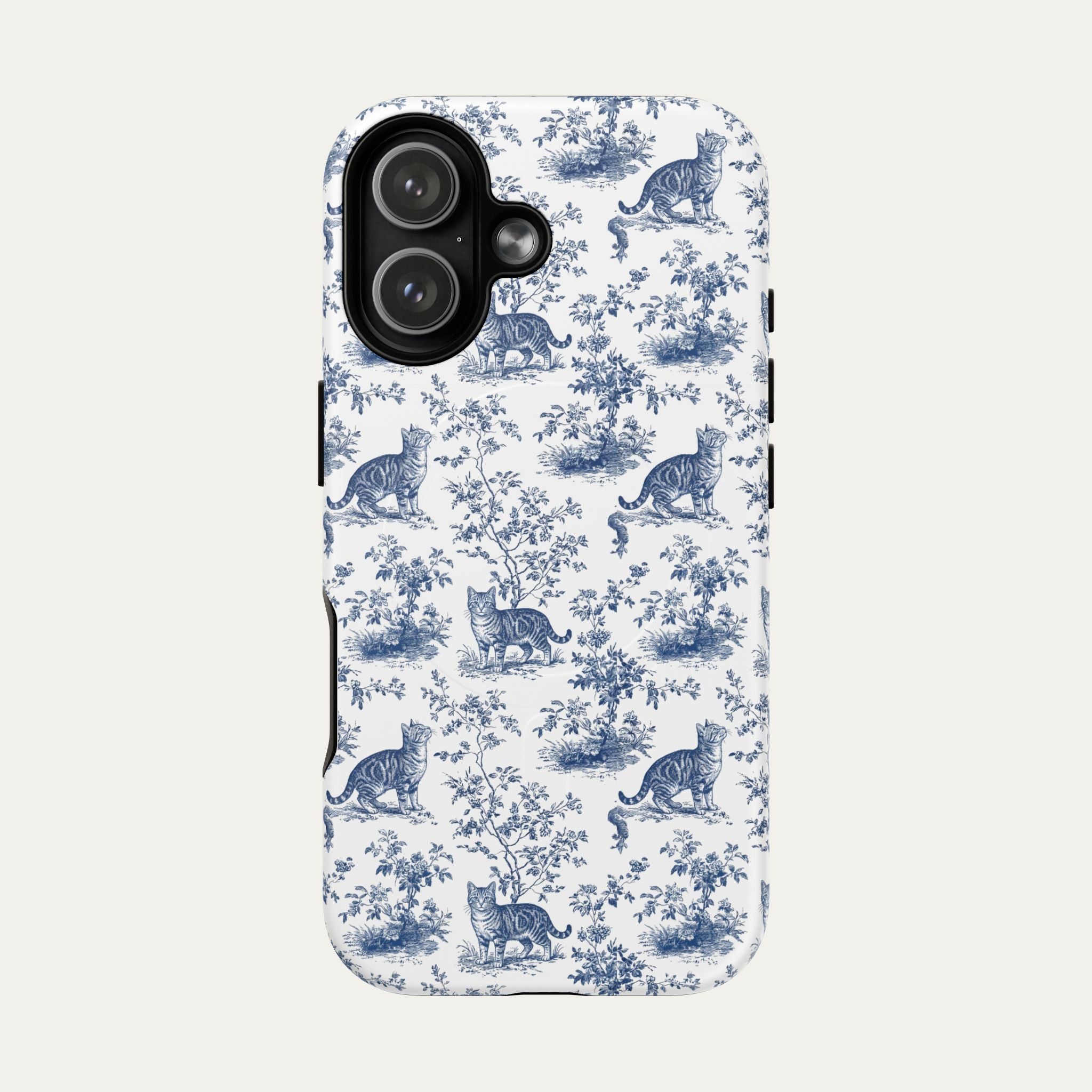 Tabby Cat Blue Toile Phone case