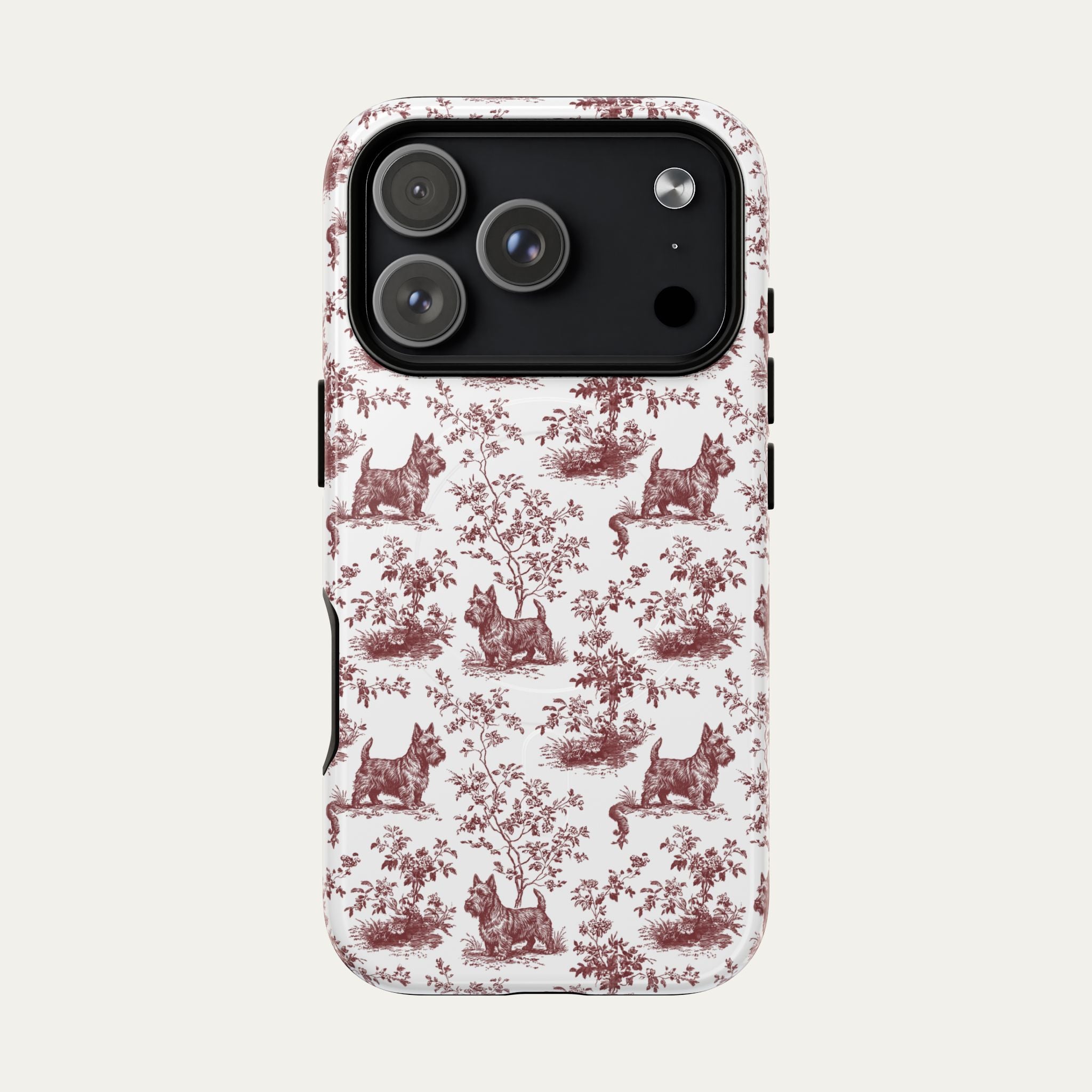 Scottish Terrier Burgundy Toile phone Case