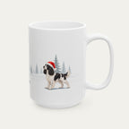 Custom English Springer Spaniel Black and White Christmas Santa Hat Mug