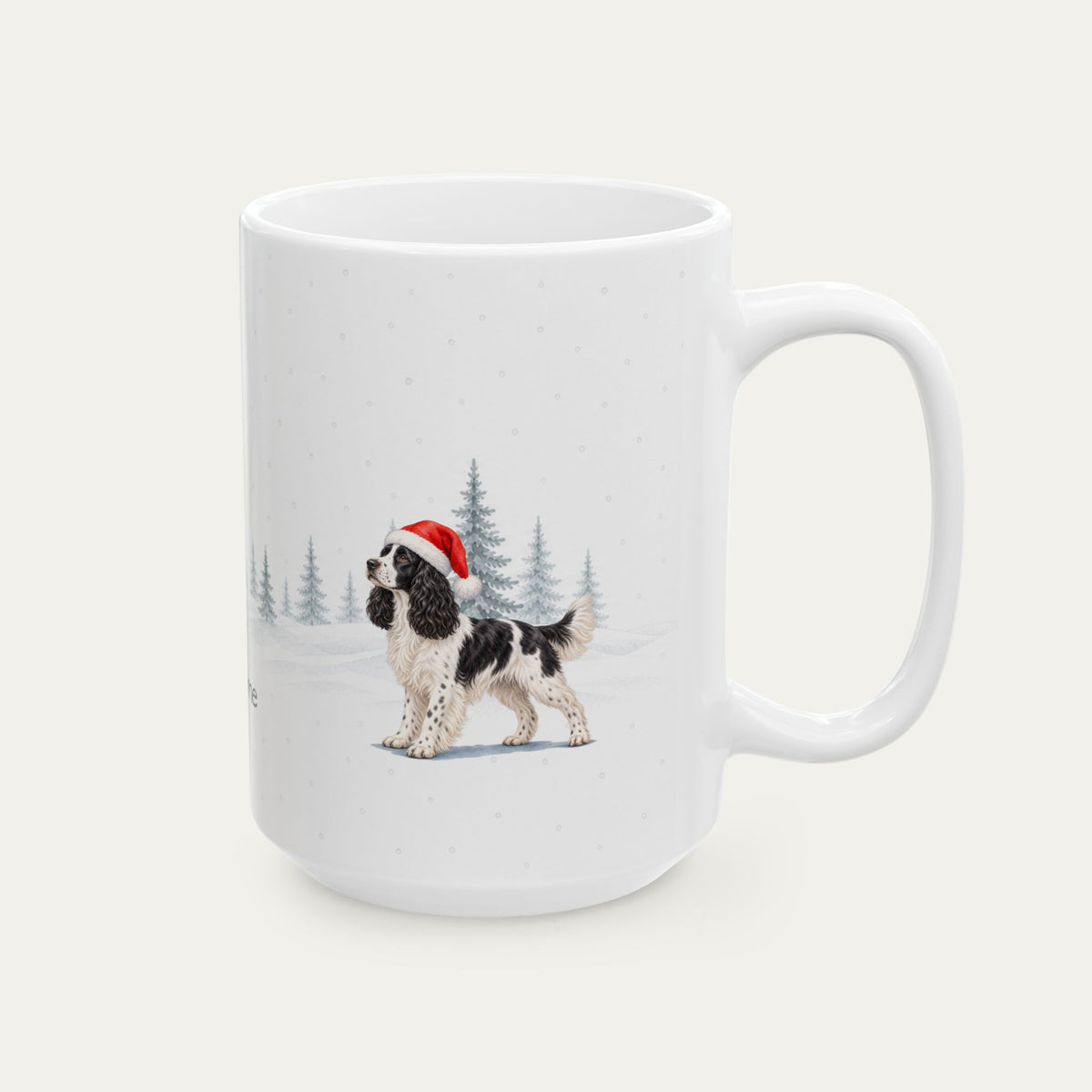 Custom English Springer Spaniel Black and White Christmas Santa Hat Mug