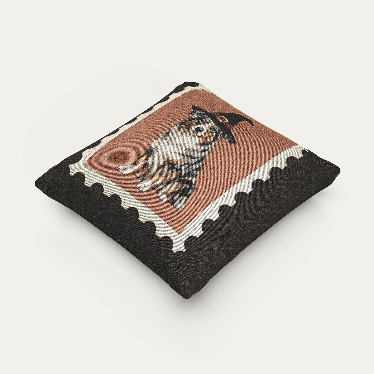 Australian shepherd Merle Halloween Woven Pillow