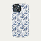 Doberman Blue Toile Phone case