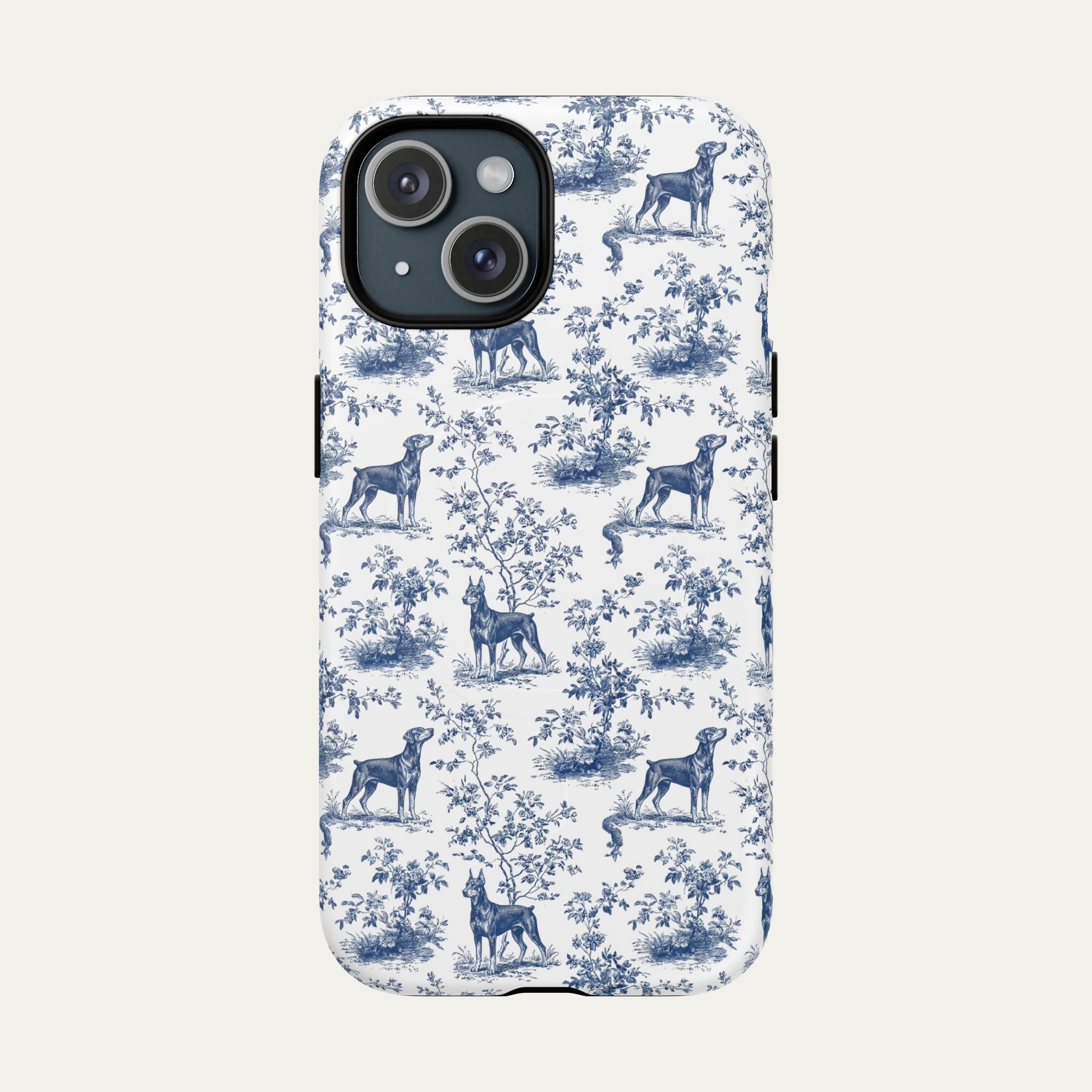 Doberman Blue Toile Phone case