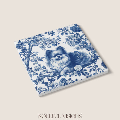 Pomeranian Ceramic Coaster French Toile
