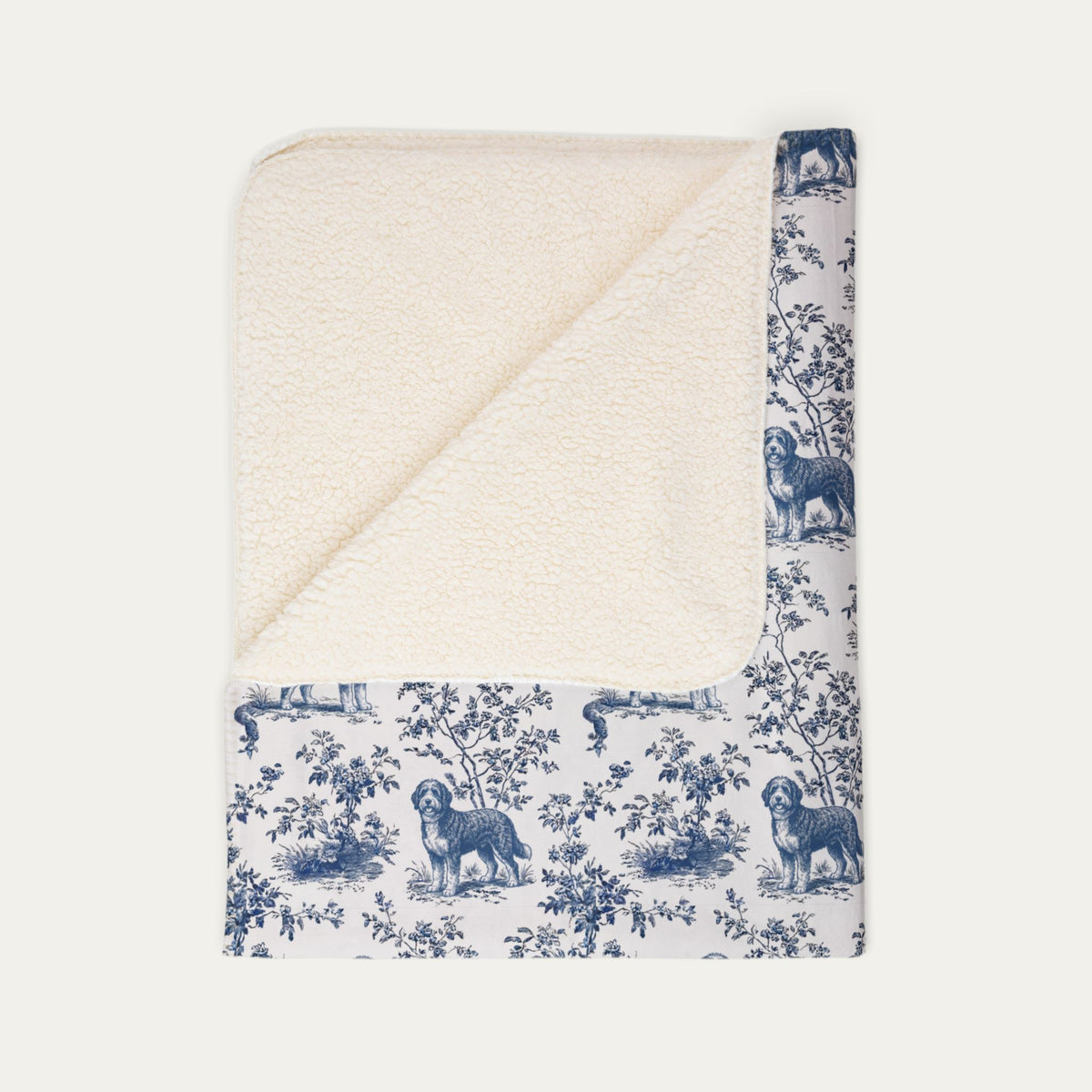 Bernedoodle Toile De Jouy Fleece Blanket