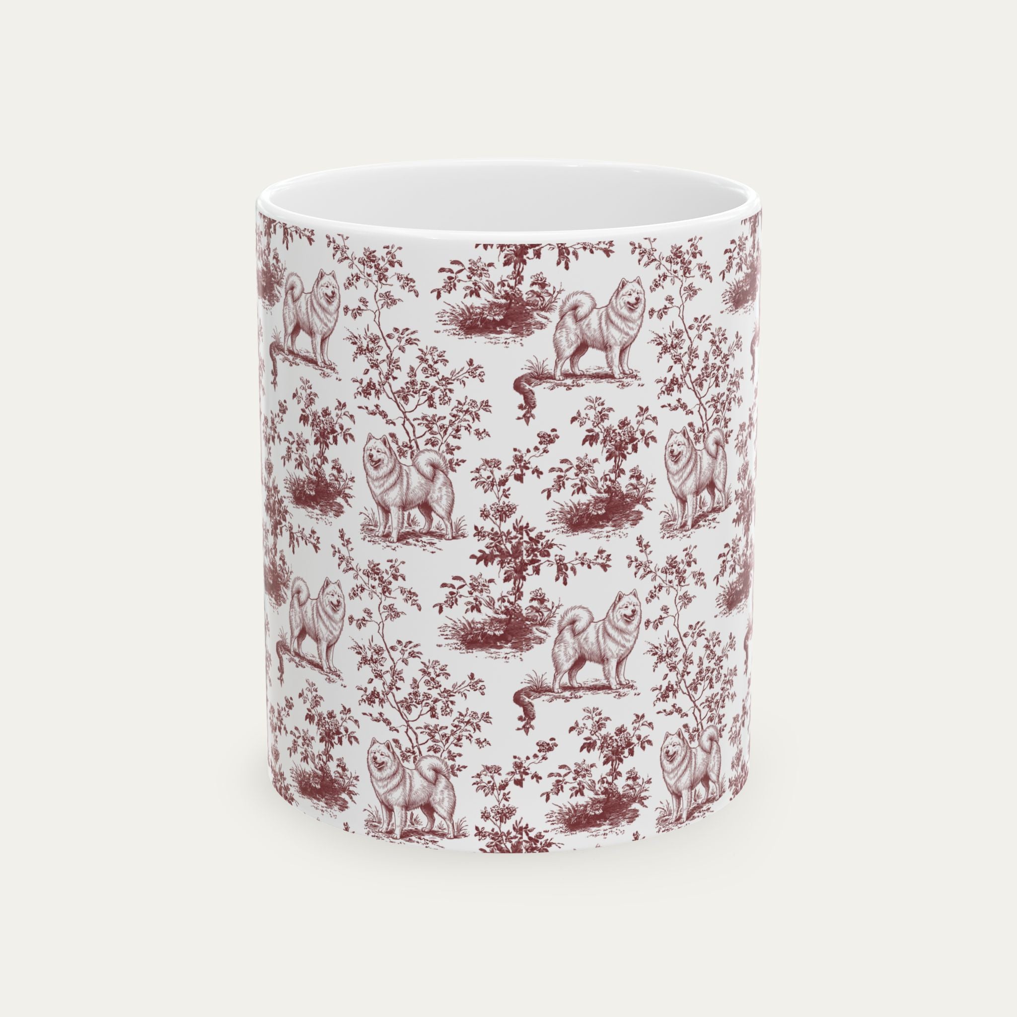 Samoyed Burgundy Toile Mug