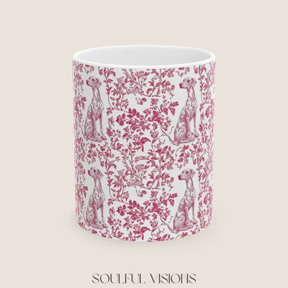 Whippet French Pink Toile De Jouy Mug