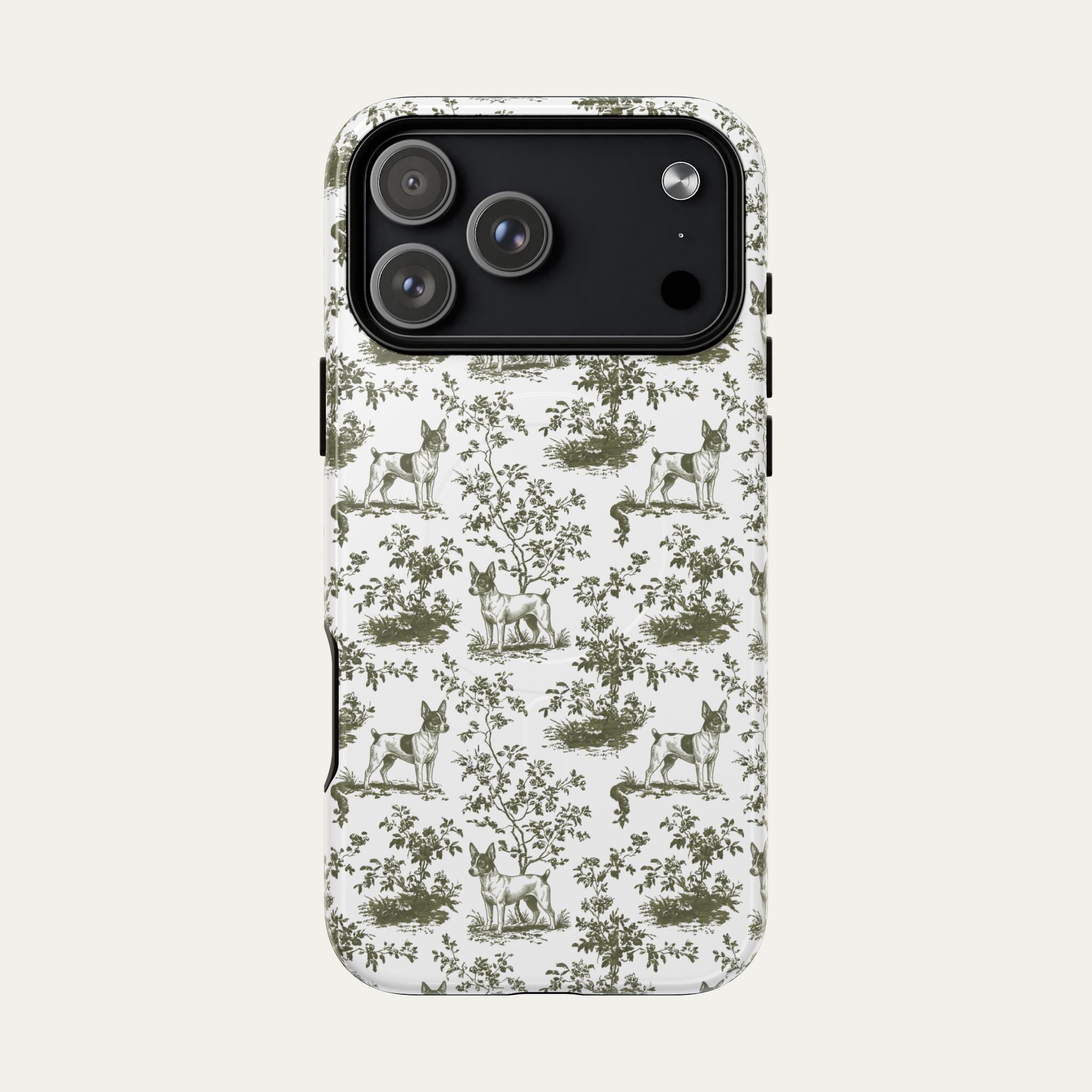 Toy Fox terrier Sage Green Toile phone Case