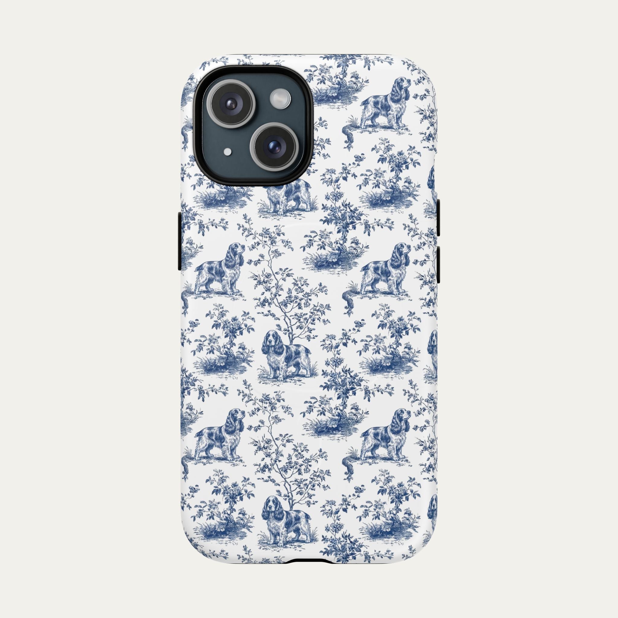 Cocker Spaniel Blue Toile Phone case