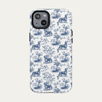Dachshund Shorthaired Blue Toile Phone case