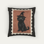 Goldendoodle black Halloween Woven Pillow