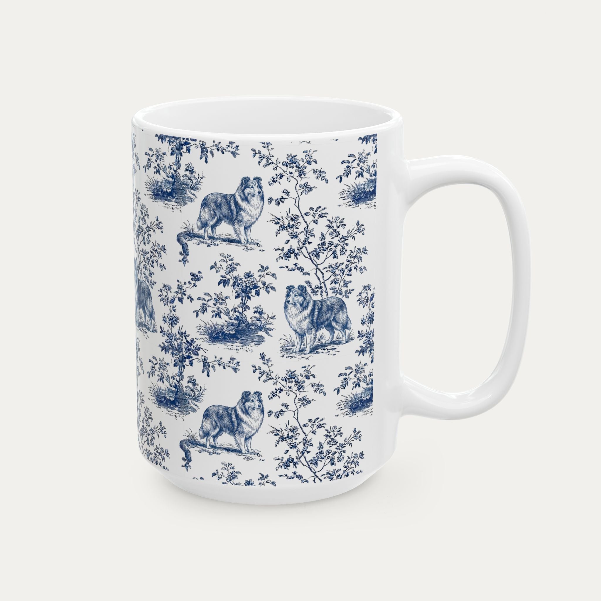 Shetland Sheepdog Blue Toile Mug