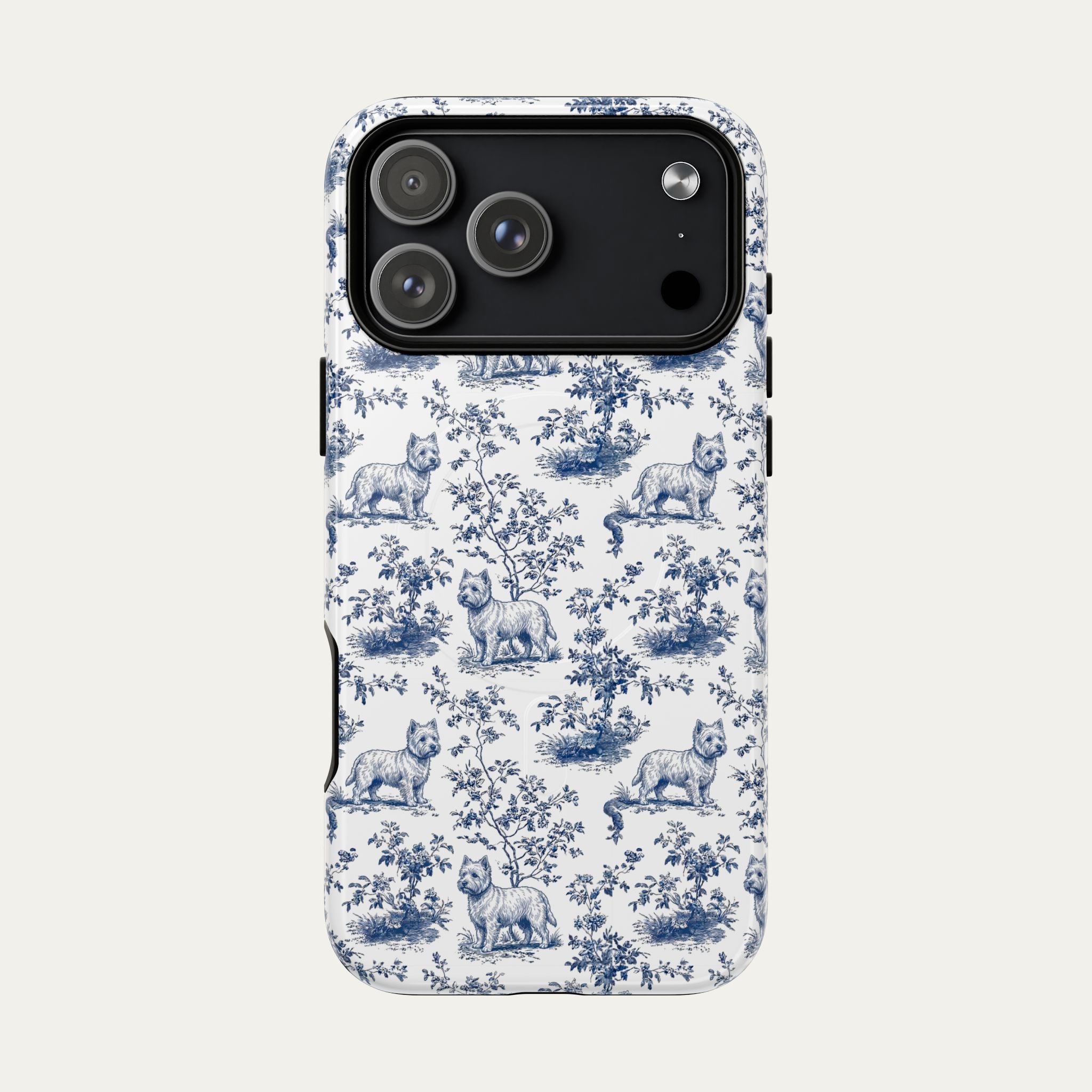 Westie Blue Toile Phone case