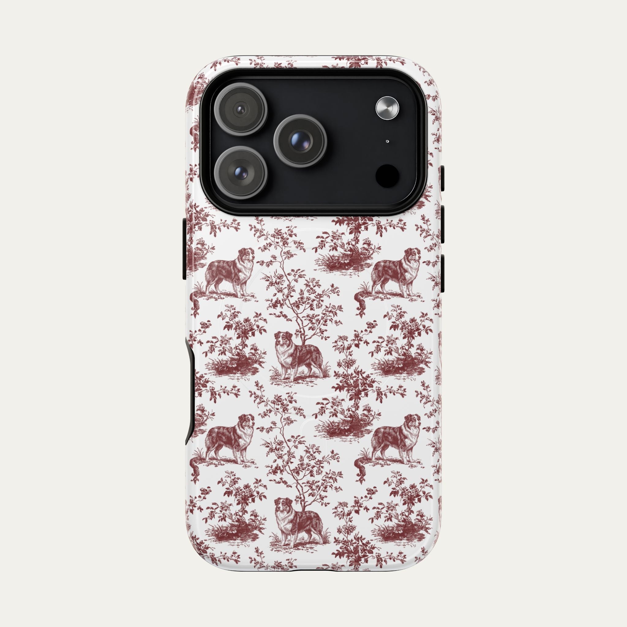 Dog Burgundy Toile phone Case