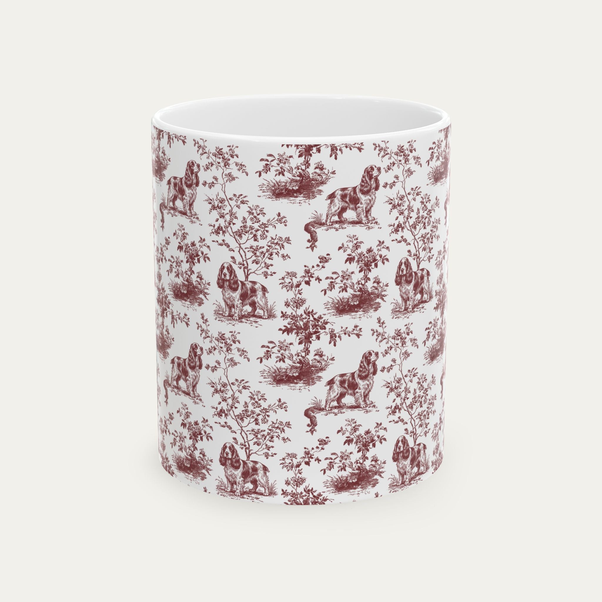 Cocker Spaniel Burgundy Toile Mug