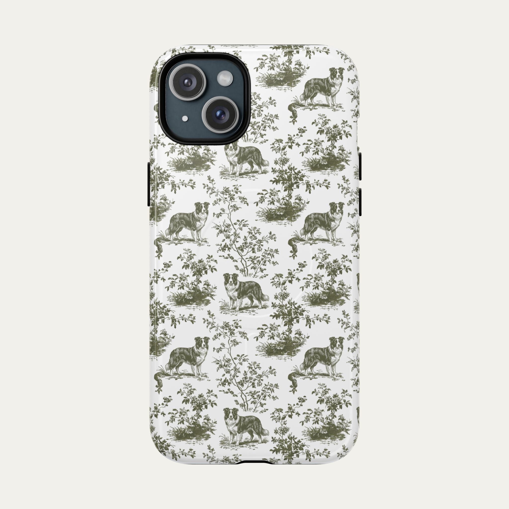 Border Collie Sage Green Toile phone Case