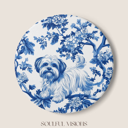 Maltese Ceramic Coaster French Blue Toile