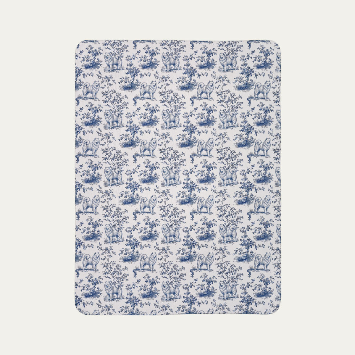 Samoyed Toile De Jouy Fleece Blanket