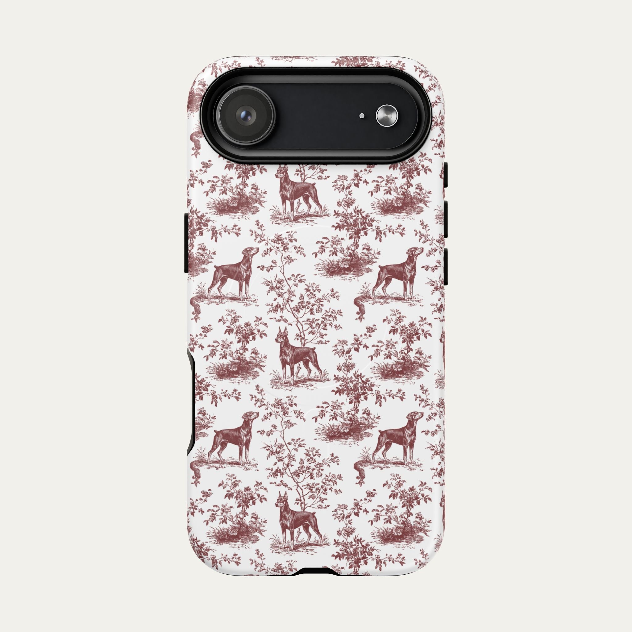 Doberman Burgundy Toile phone Case