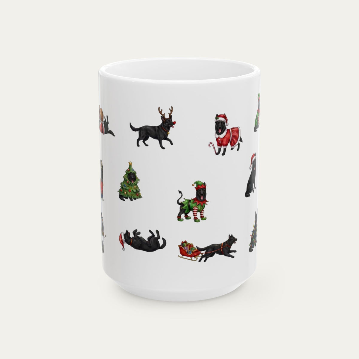 German Shepherd Balck Christmas Mug