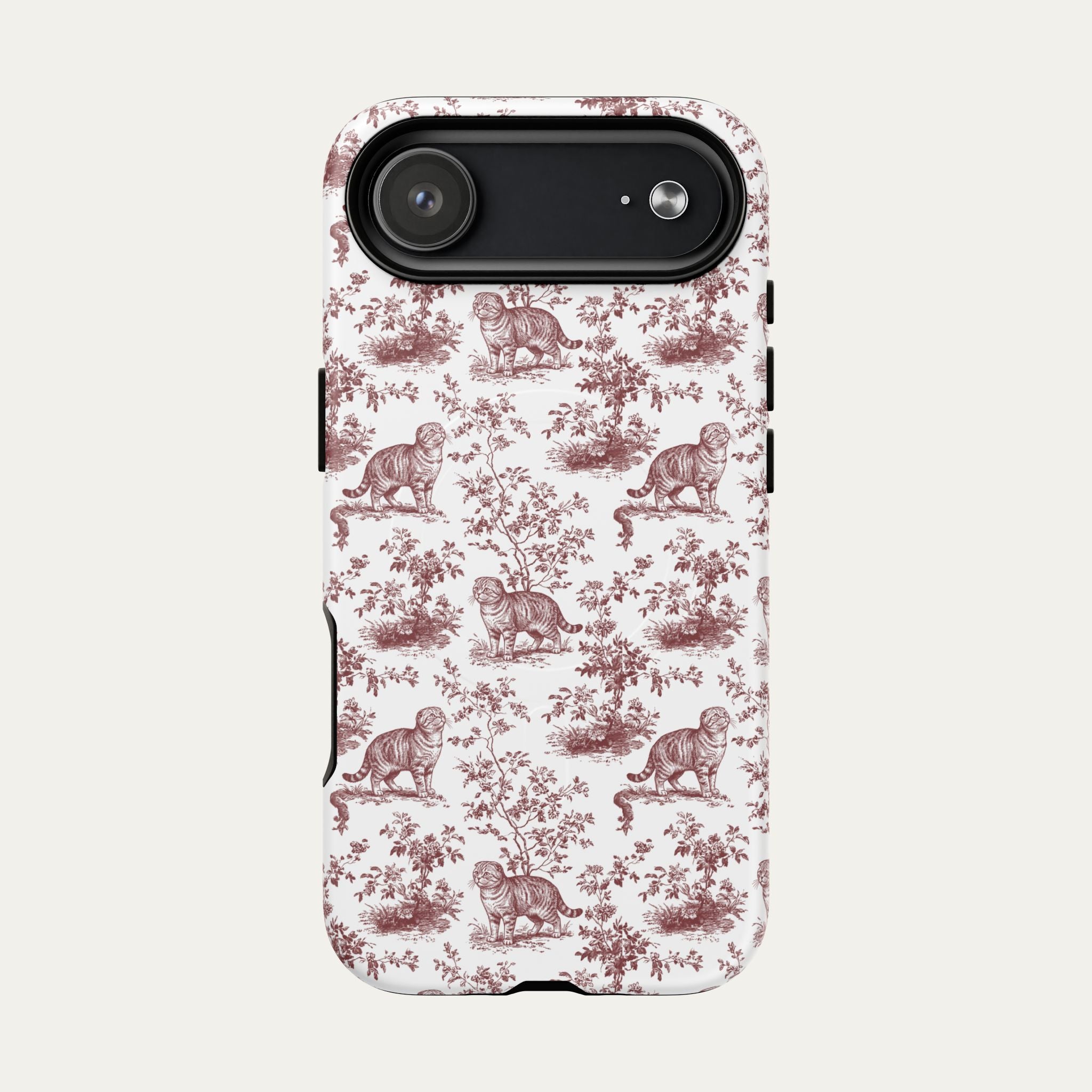 Scottish Fold Cat Burgundy Toile phone Case