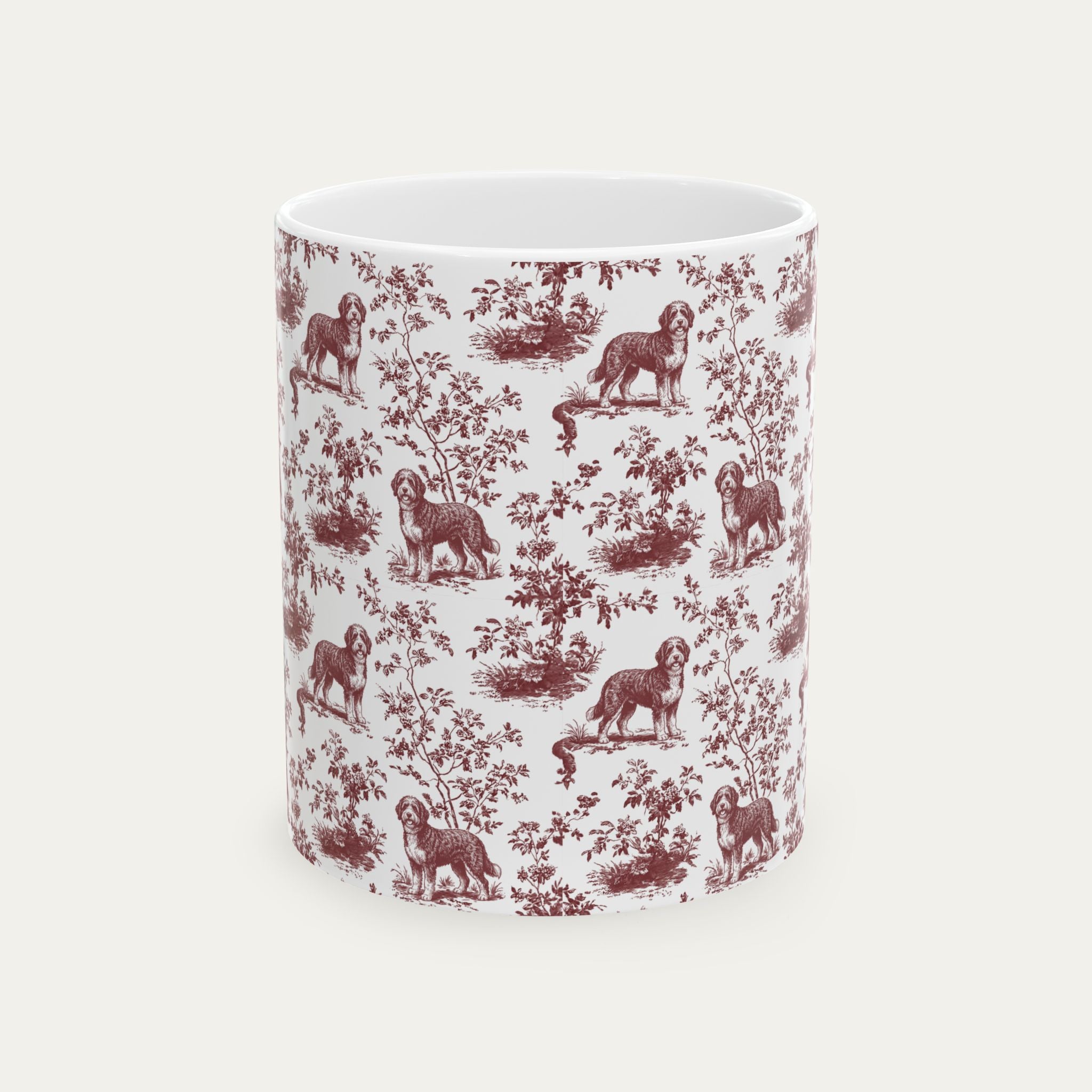 Bernedoodle Burgundy Toile Mug